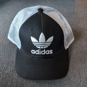 Adidas Black and White Trucker Hat